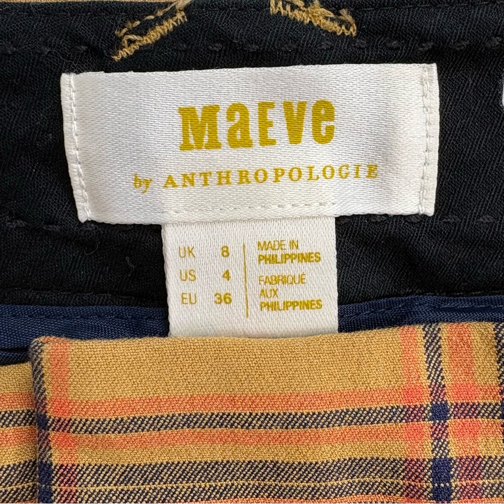 MAEVE ANTHROPOLOGIE Essential Plaid Kick Flare Ankle Pants Mustard Size 4 - Picture 4 of 9